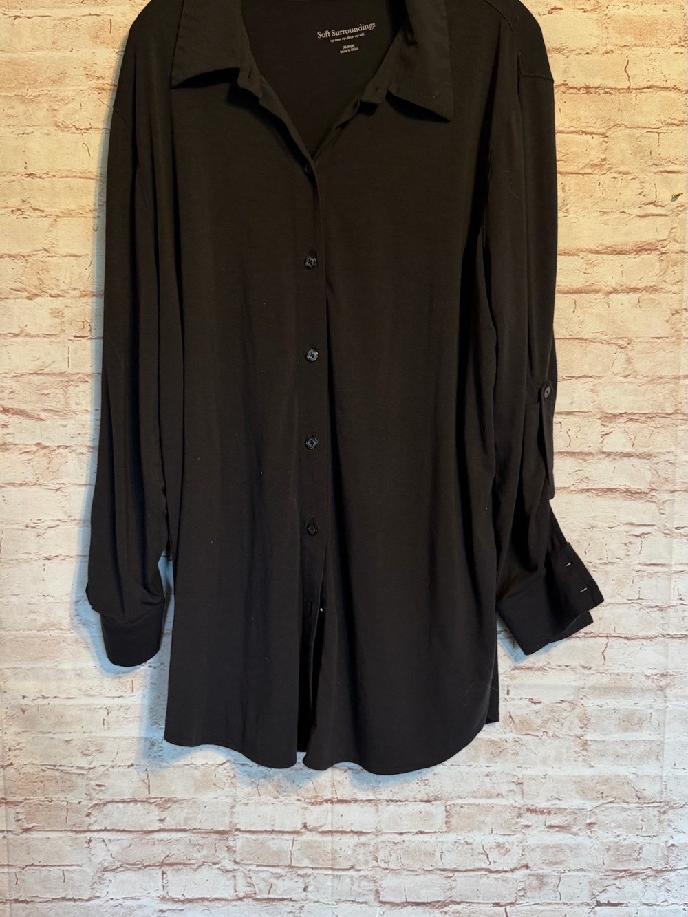 Soft Surroundings Black Button-Front Tunic Shirt